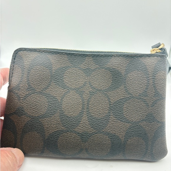 Coach Signature Brown and Black Wristlet - Picture 4 of 5